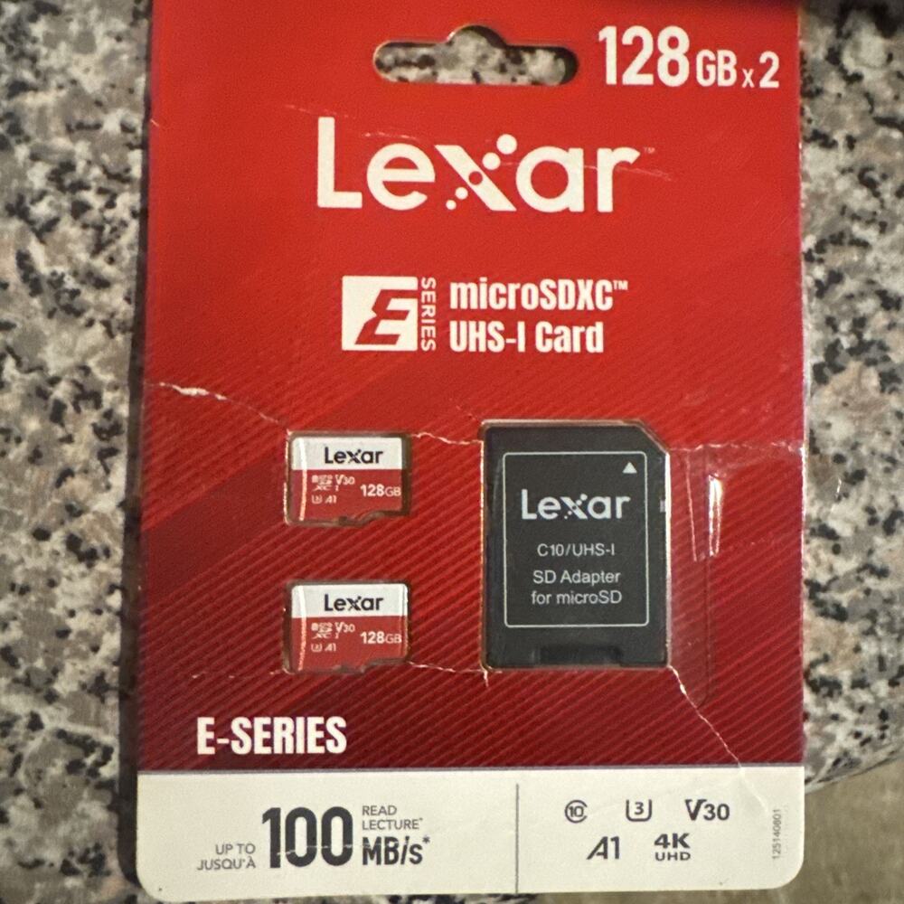 Lexar 128GB microSDXC UHS-I V30 A1 Memory Card X2 + Adapter – 100MB/s